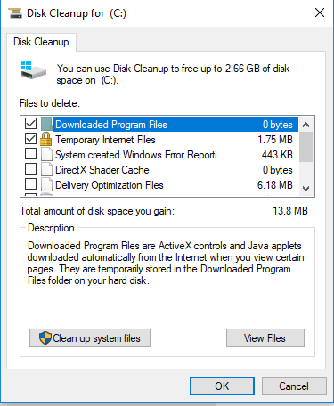 Disk Cleanup Screenshot