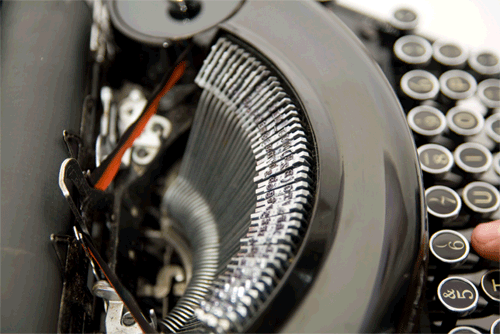 Typewriter hammer press animated